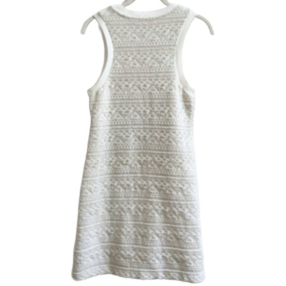 Anthropologie Sleeveless Textured Knit Shift Dress White Ivory Lace Pattern S - Picture 6 of 13